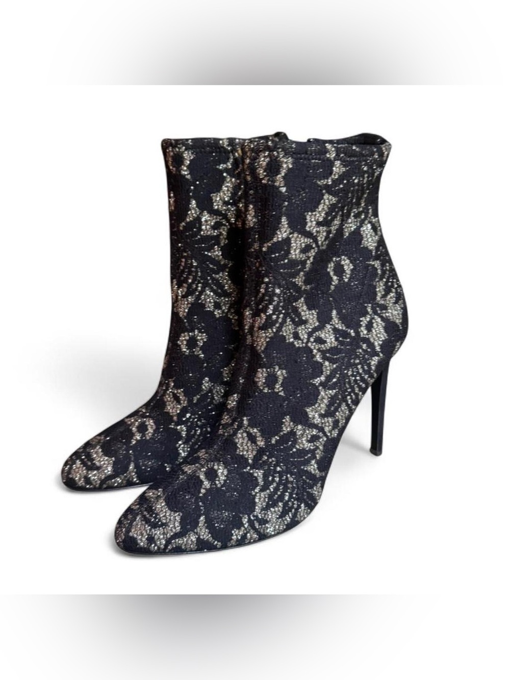 Giuseppe Zanotti Black and gold lace ankle boots with high heel size 42